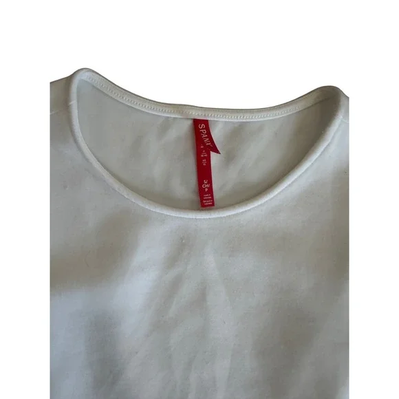 Spanx White Sleeveless Peplum Tank Top Structured Workwear Blouse Small - Picture 3 of 3